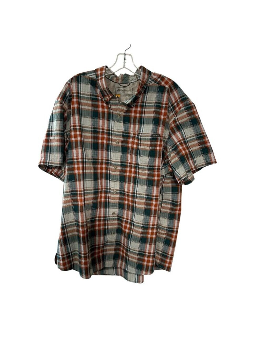 Eddie Bauer Button Up Shirt Size 2XL Rip Stop Plaid Hiking Outdoor Travex
